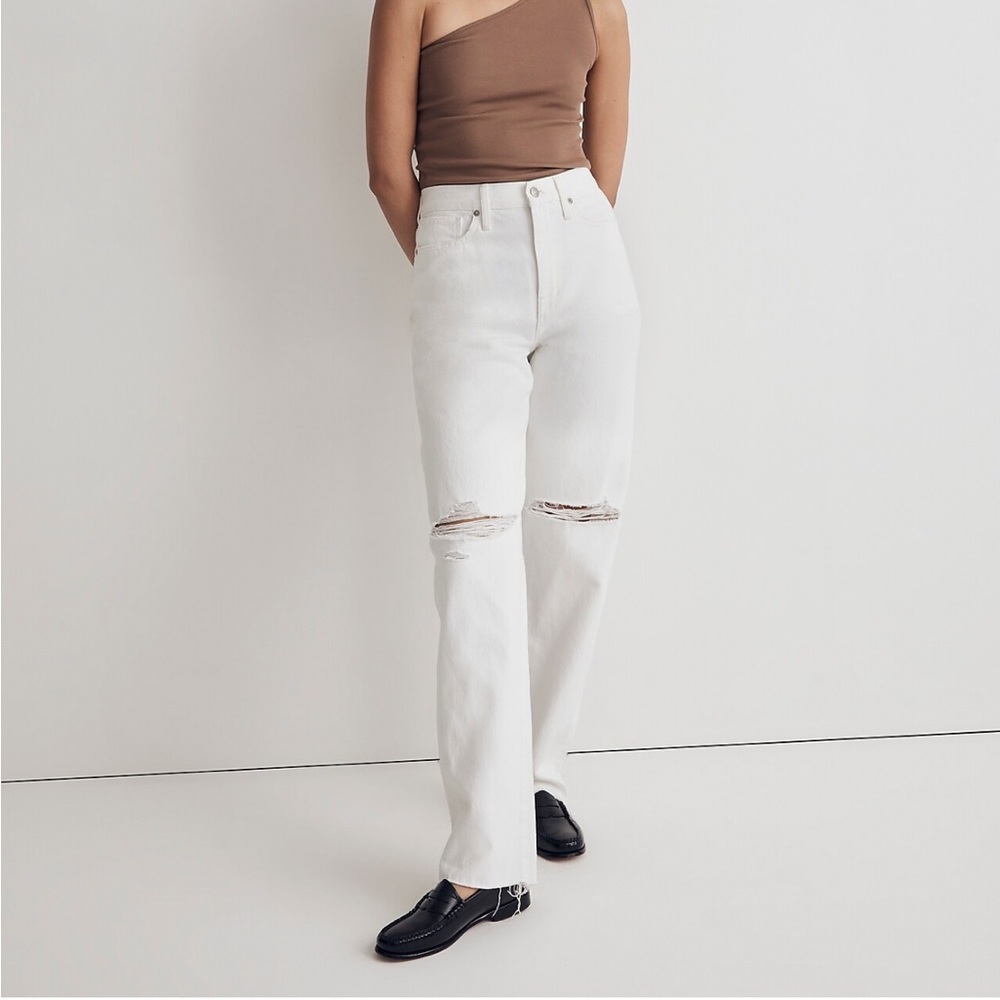 NWT Madewell White Baggy Straight Jeans, Size 23